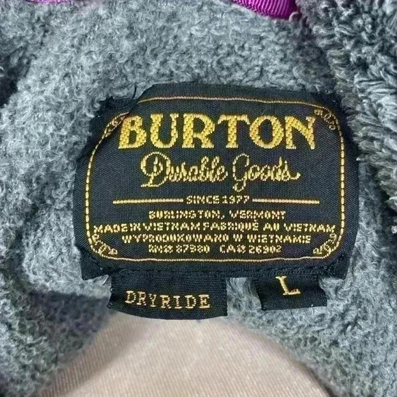Burton Dry Ride Mira Monkey Fleece Jacket Gray Soft Ski Snowboarding Size Large - Picture 5 of 6